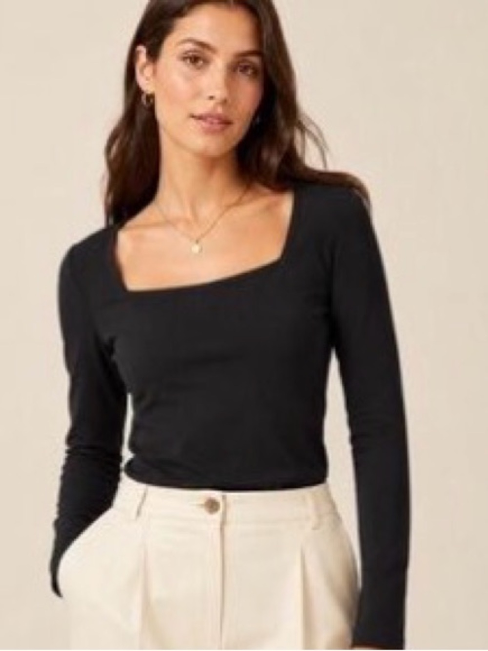J. Crew Black Ribbed Square Neck Puff Shoulder Long Sleeve Top Small